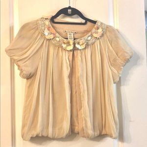 Nanette Lapore merino wool with chiffon blazer